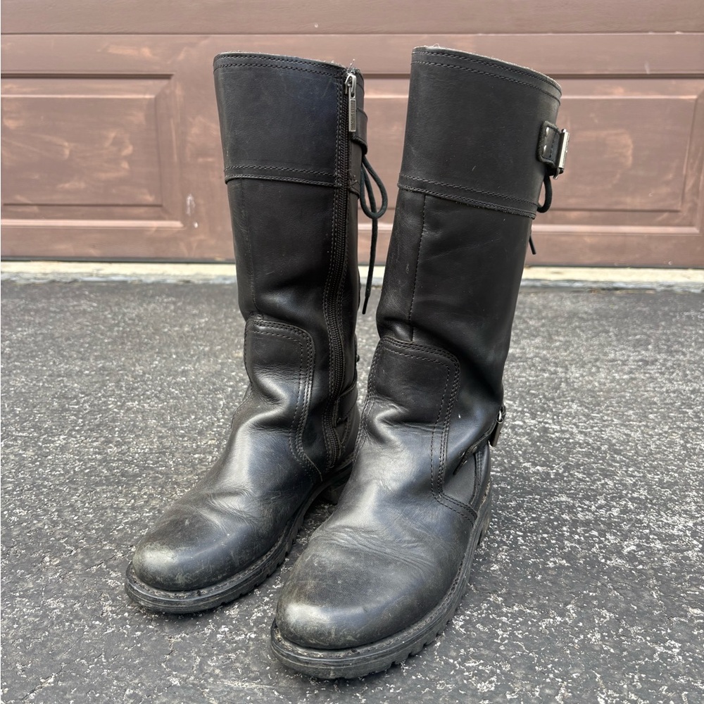 Black Leather Harley Boots